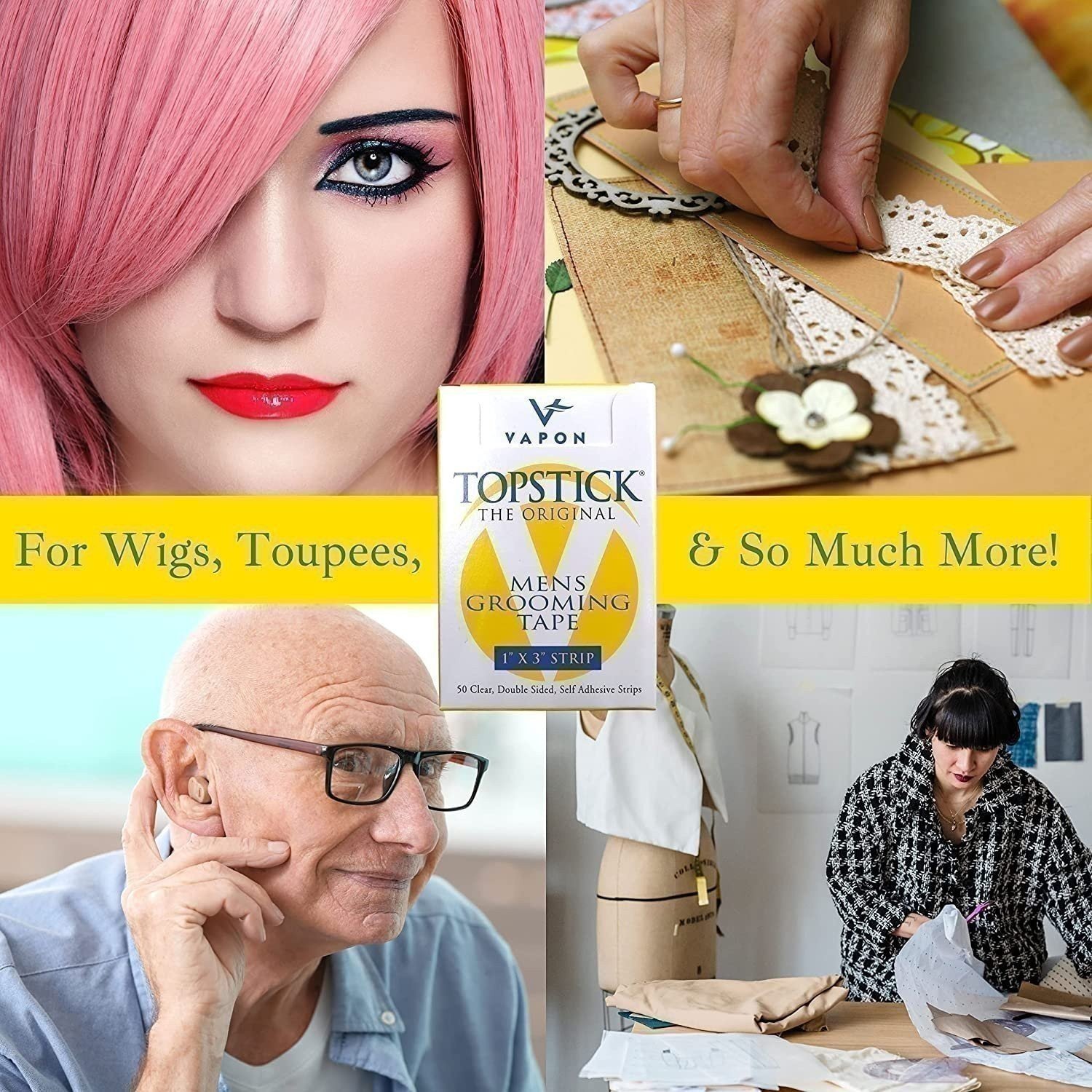 Cinta de aseo original para hombre Vapon Topstick para tupé o peluquería - transparente - Imagen 20 de 30