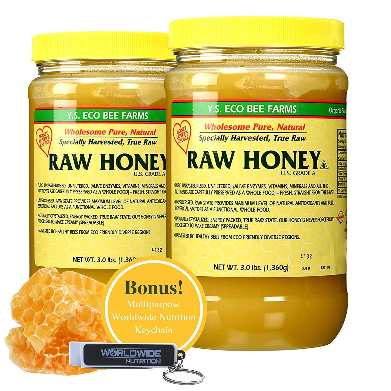 Y.S. Eco Bee Farms, Y.S. Organic Bee Farms, Wholesome Natural Raw Honey, 3lb
