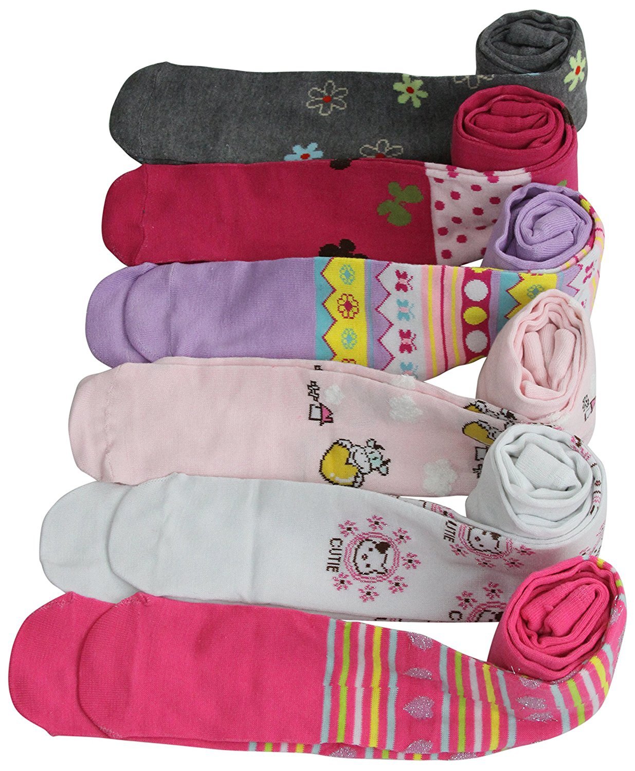 ToBeInStyle Girl's Pack of 6 Assorted Design Winter Tights - Picture 16 of 21
