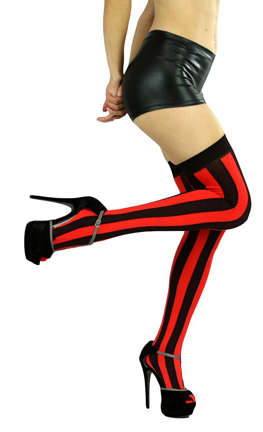 Fashioncatch Women S Wide Vertical Striped Thigh High Stockings Ebay