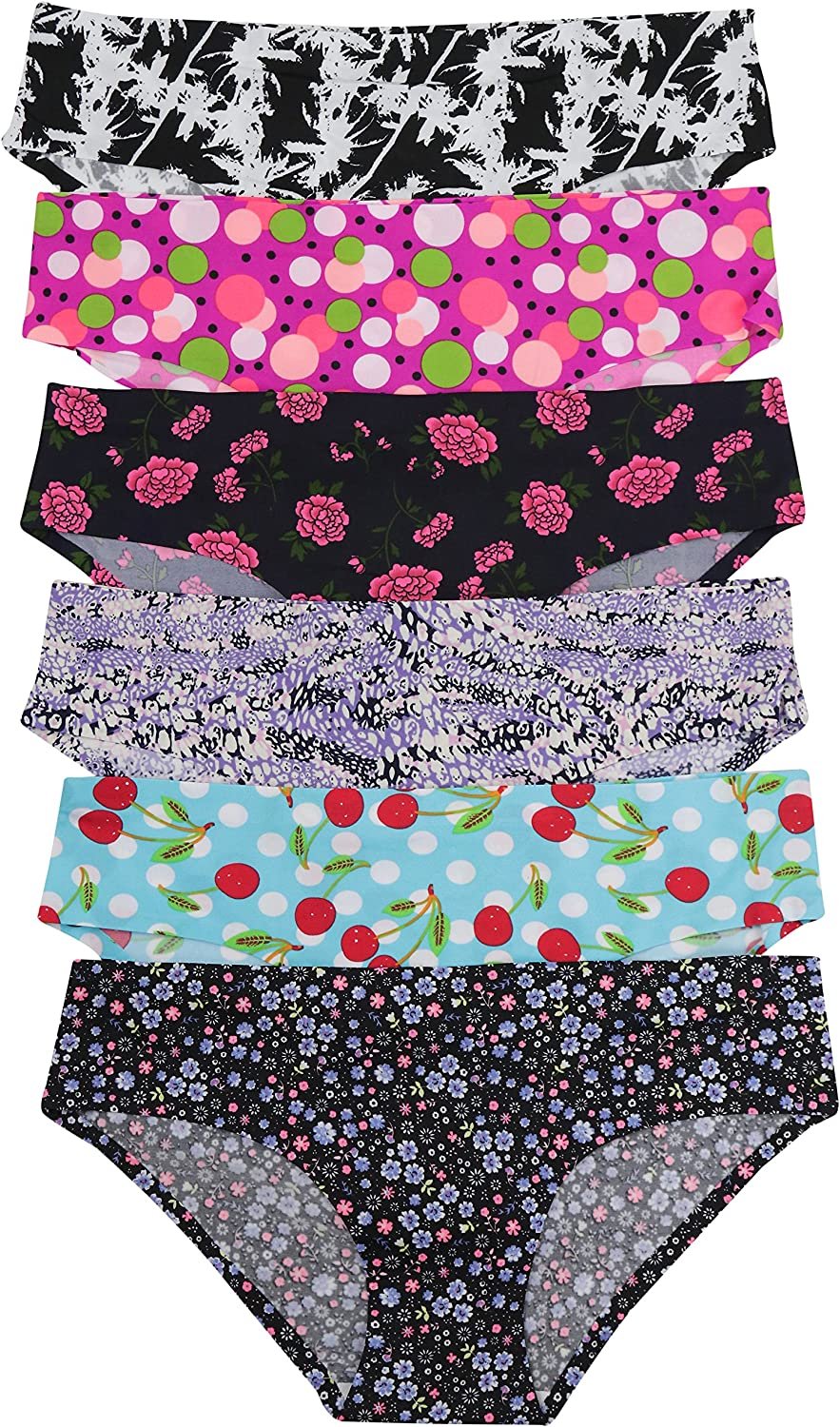 ToBeInStyle Women’s Pack of 6 Laser Cut Assorted Print Thongs