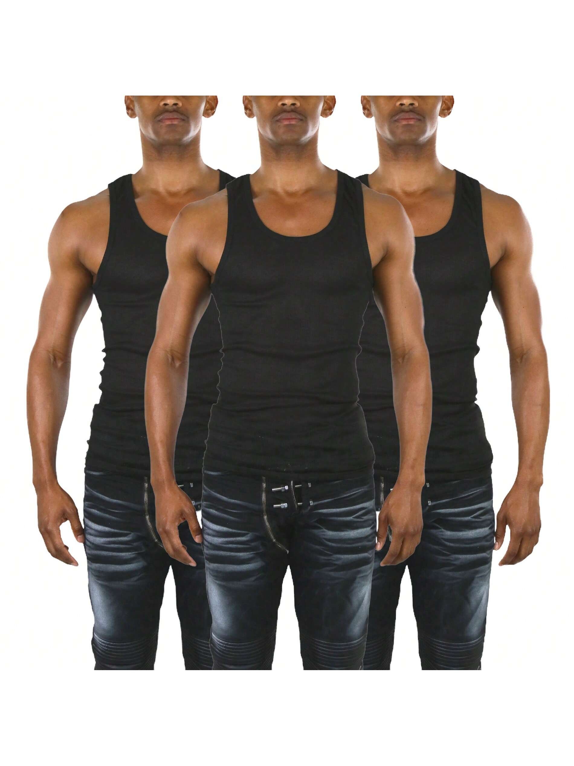 ToBeInStyle Men’s Slim Fit Shallow Scoop Neck Sleeveless A-Shirts