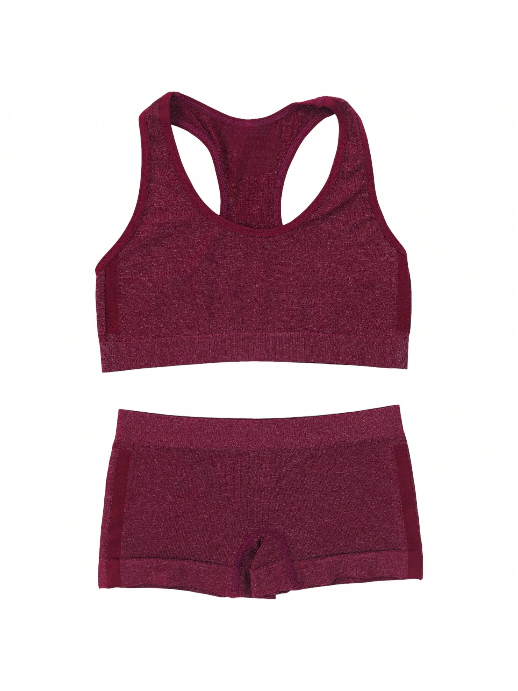 Girls' 6 Sets of Heathered Space-Dyed Racerback Tops & Matching Boyshort Bottom - Picture 8 of 8