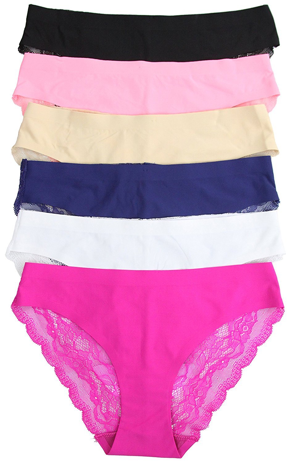 ToBeInStyle Women’s Pack of 6 Lace Detail Bikini Panties