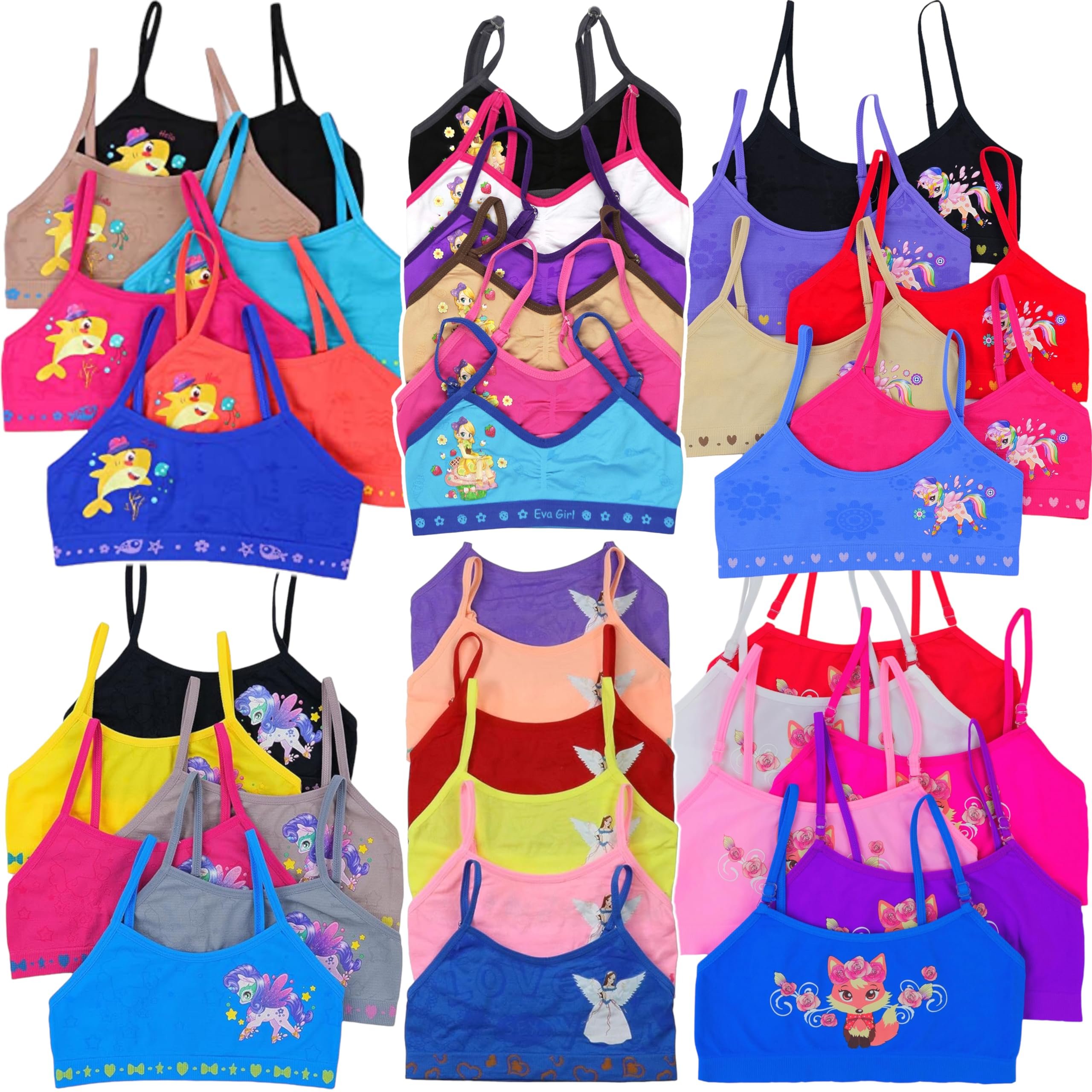 ToBeInStyle Girls' Pack of 6 Random Assorted Print Racerback or Cami Training... - Picture 9 of 10