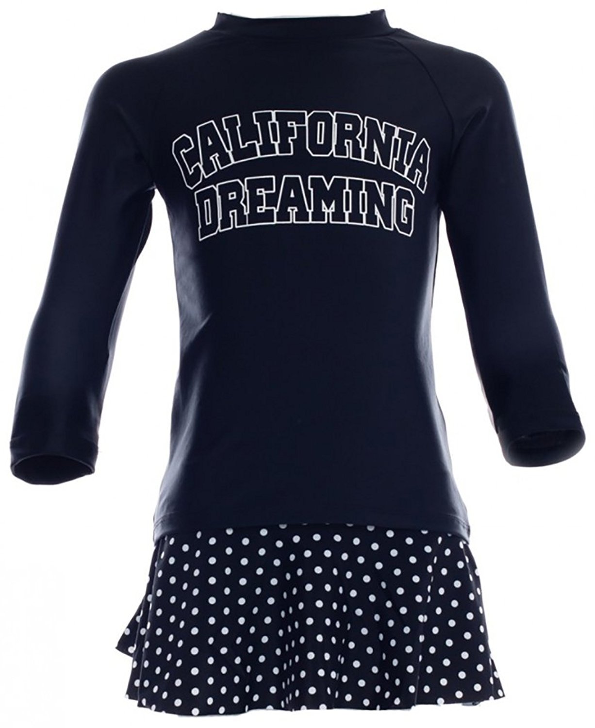 ToBeInStyle Girls 3/4 Sleeve California Dreaming Mock Neck Rashguard Top