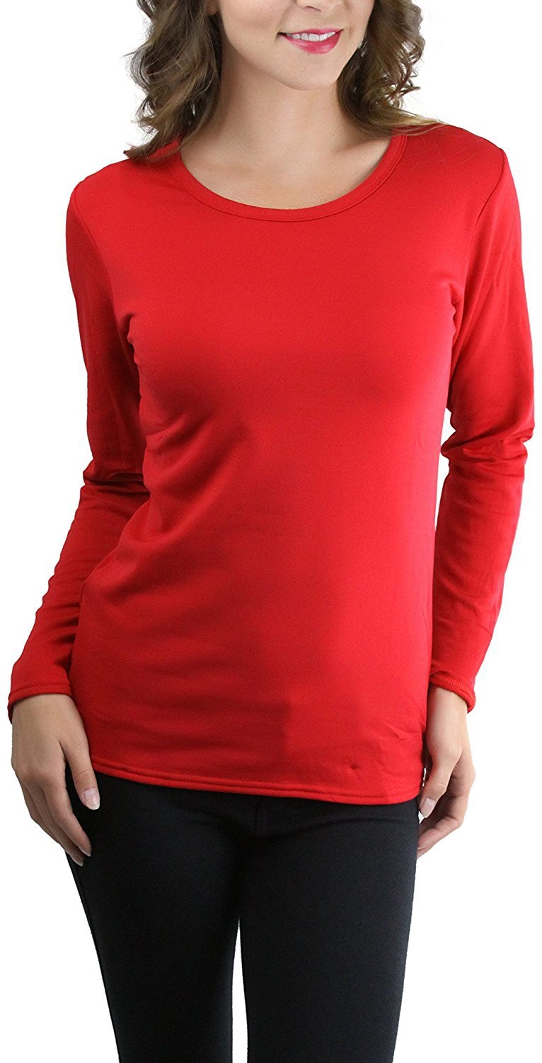 ToBeInStyle Women’s Crew Neck Fleece Lined Long Sleeve Thermal Tops | eBay
