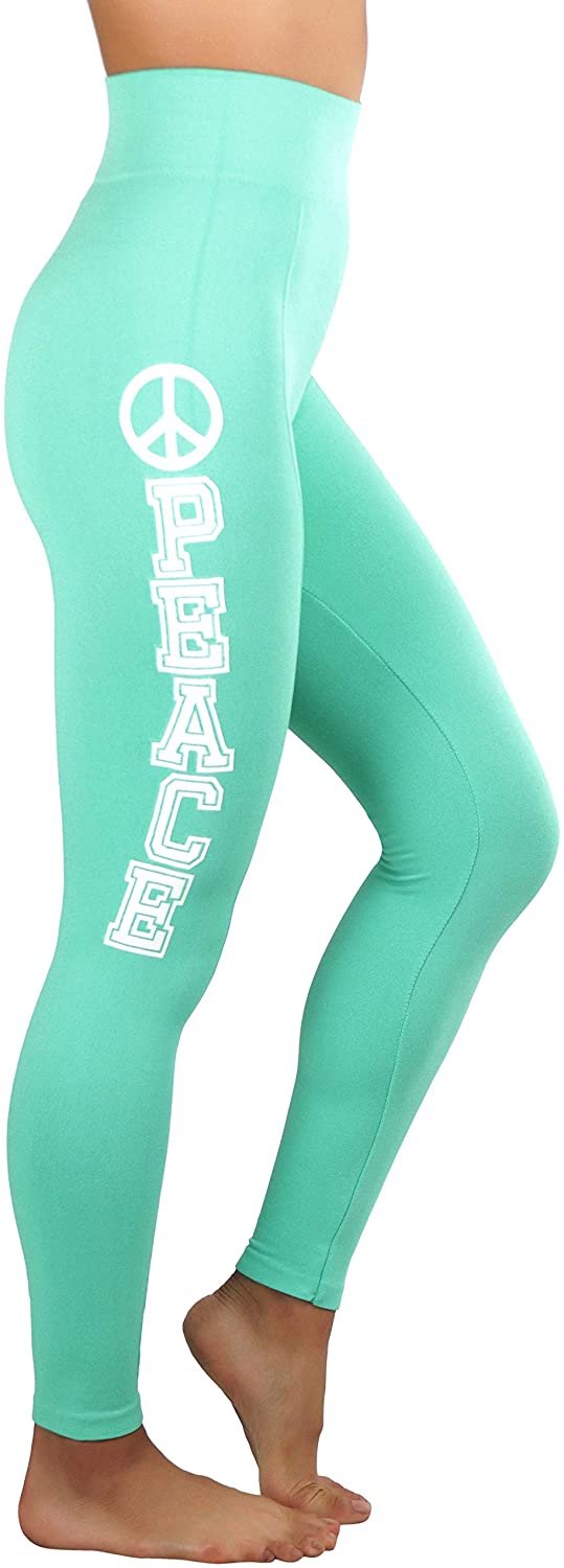 ToBeInStyle Women's Active Leggings and Capris - Peace Print - Picture 21 of 22