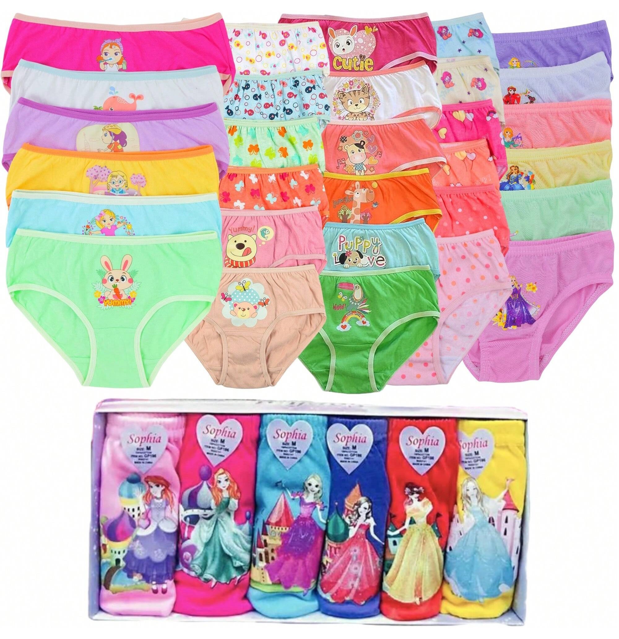 ToBeInStyle Girls' Pack of 6 Mystery Cotton Bikini Panties - Picture 7 of 7
