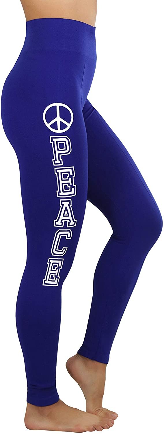 ToBeInStyle Women's Active Leggings and Capris - Peace Print - Picture 22 of 22
