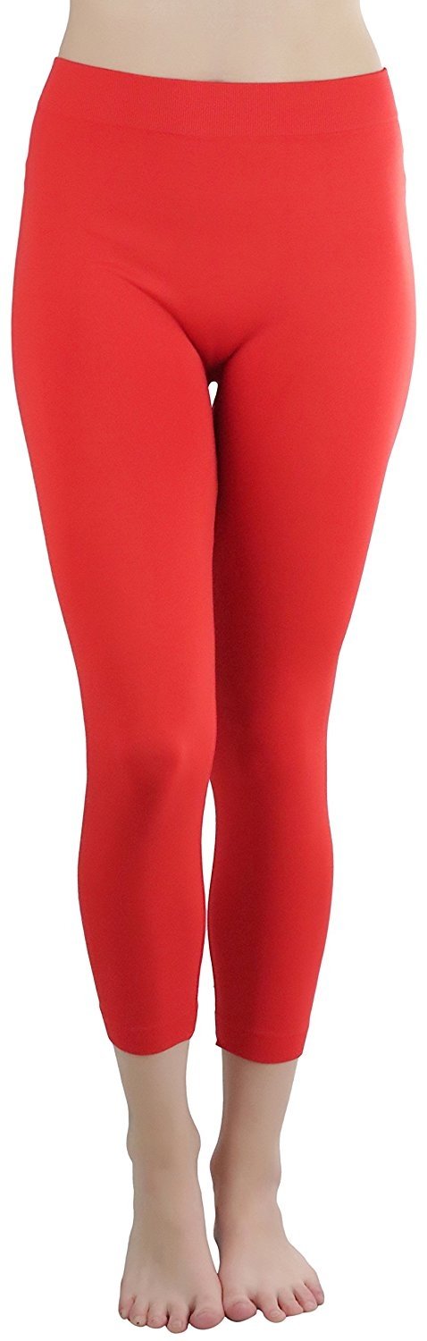 Polyester Spandex Womens Full Length Leggings, Red