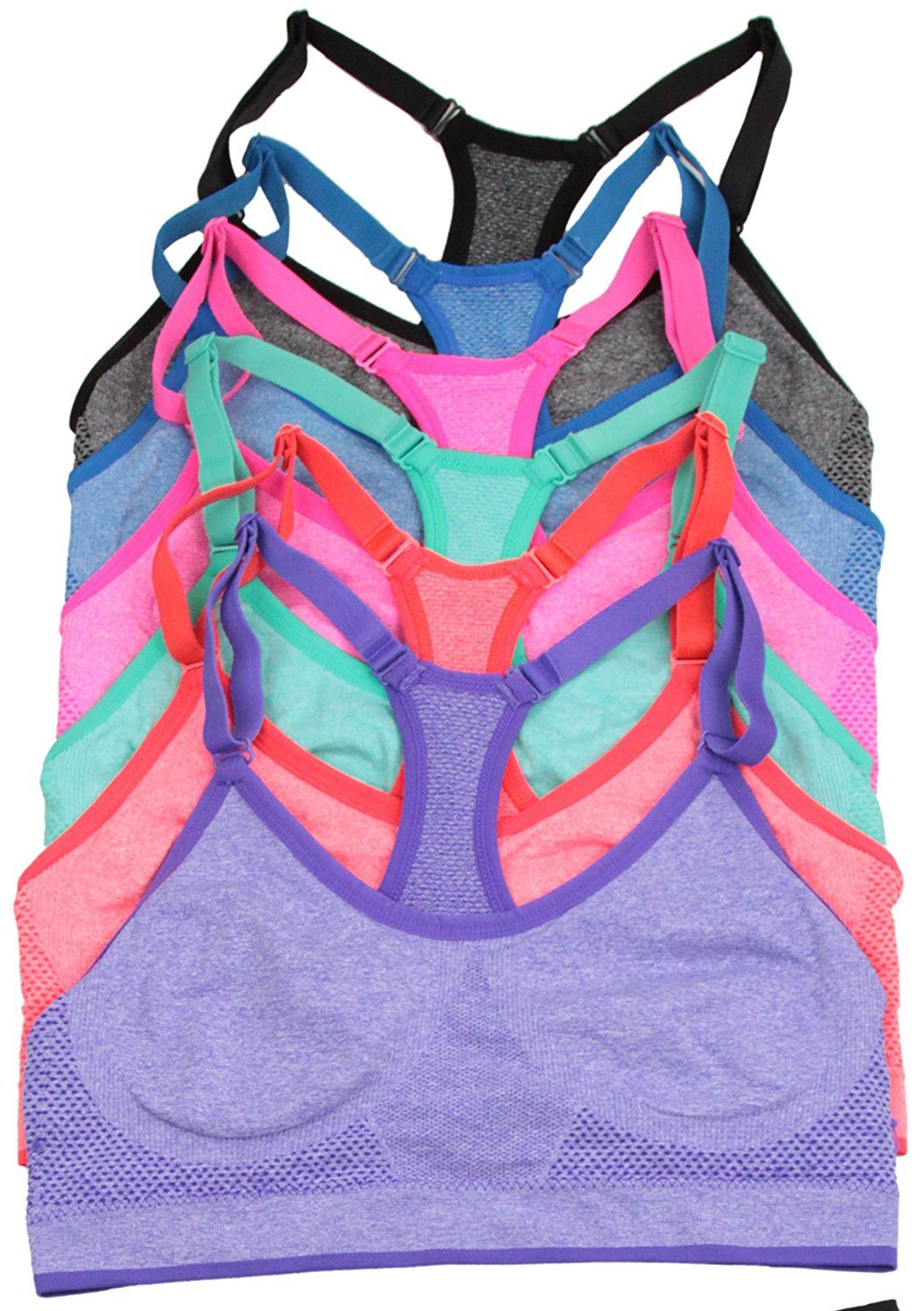 ToBeInStyle Women's Pack of 6 Heather Racerback Sports Bras or Active  Shorts | eBay