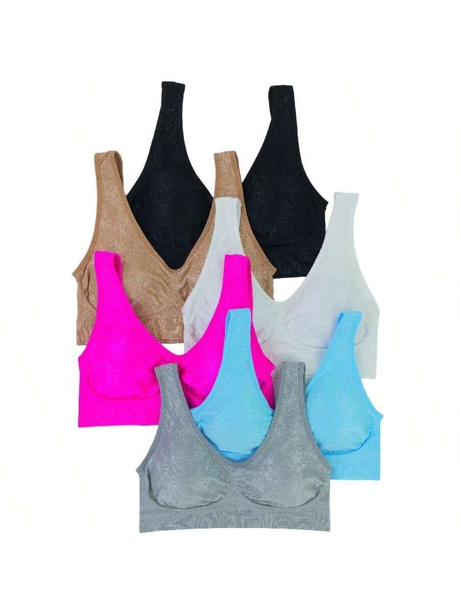 ToBeInStyle Women's Multi-Pack Of Padded Double Scoop Comfort Lounging Bras - Picture 22 of 30