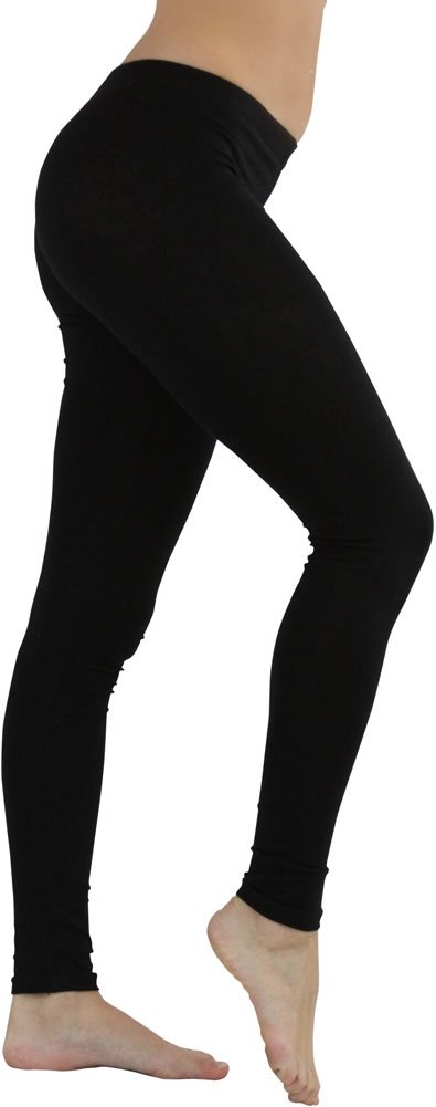 ToBeInStyle Women's Full Length Cotton Leggings - Black - S at