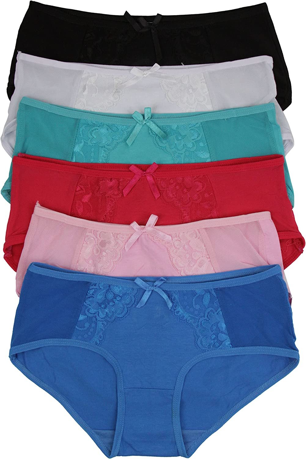 ToBeInStyle Women’s Pack of 6 Sheer Cheeky Boyshorts