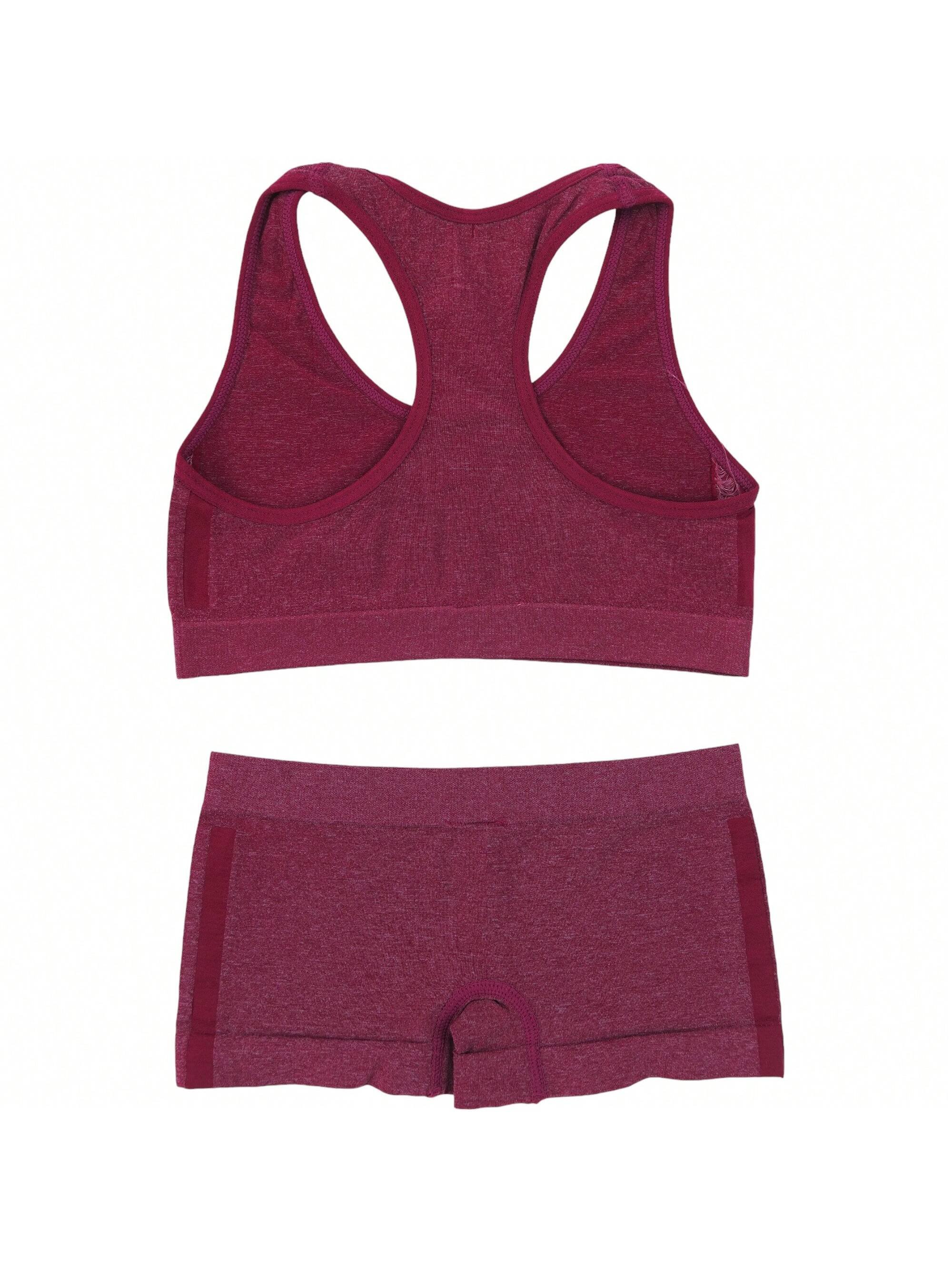 Girls' 6 Sets of Heathered Space-Dyed Racerback Tops & Matching Boyshort Bottom - Picture 7 of 8