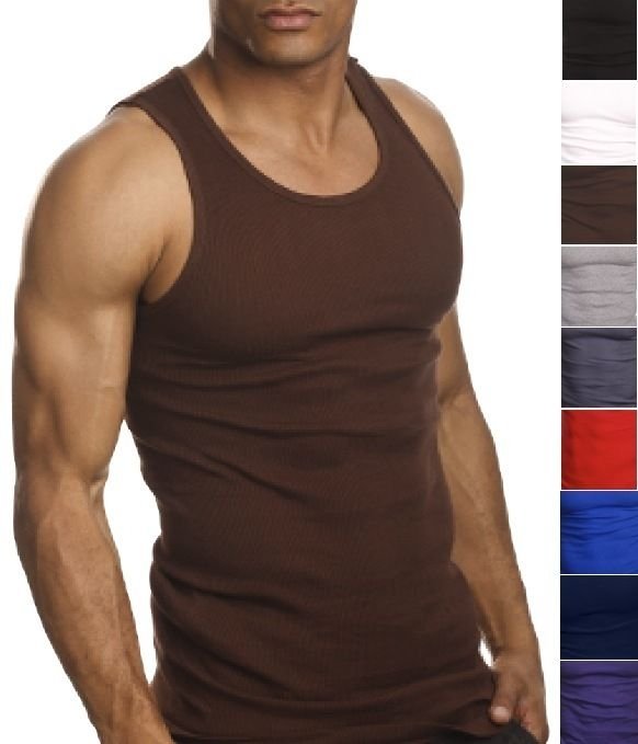 ToBeInStyle Mens Value Pack of Form Fitting Scoop Neck Sleeveless White A-Shirts