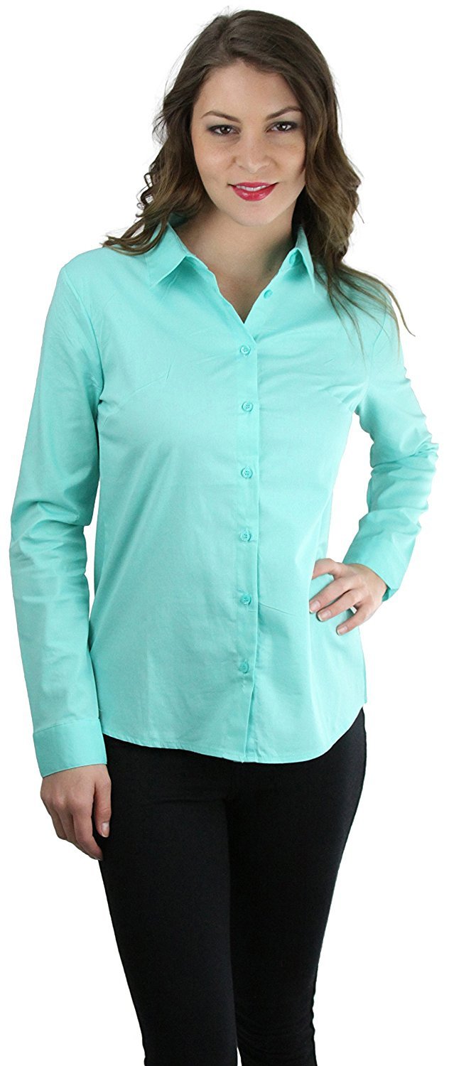 ToBeInStyle Women's Long Sleeve Button-Down Collared Shirt | eBay