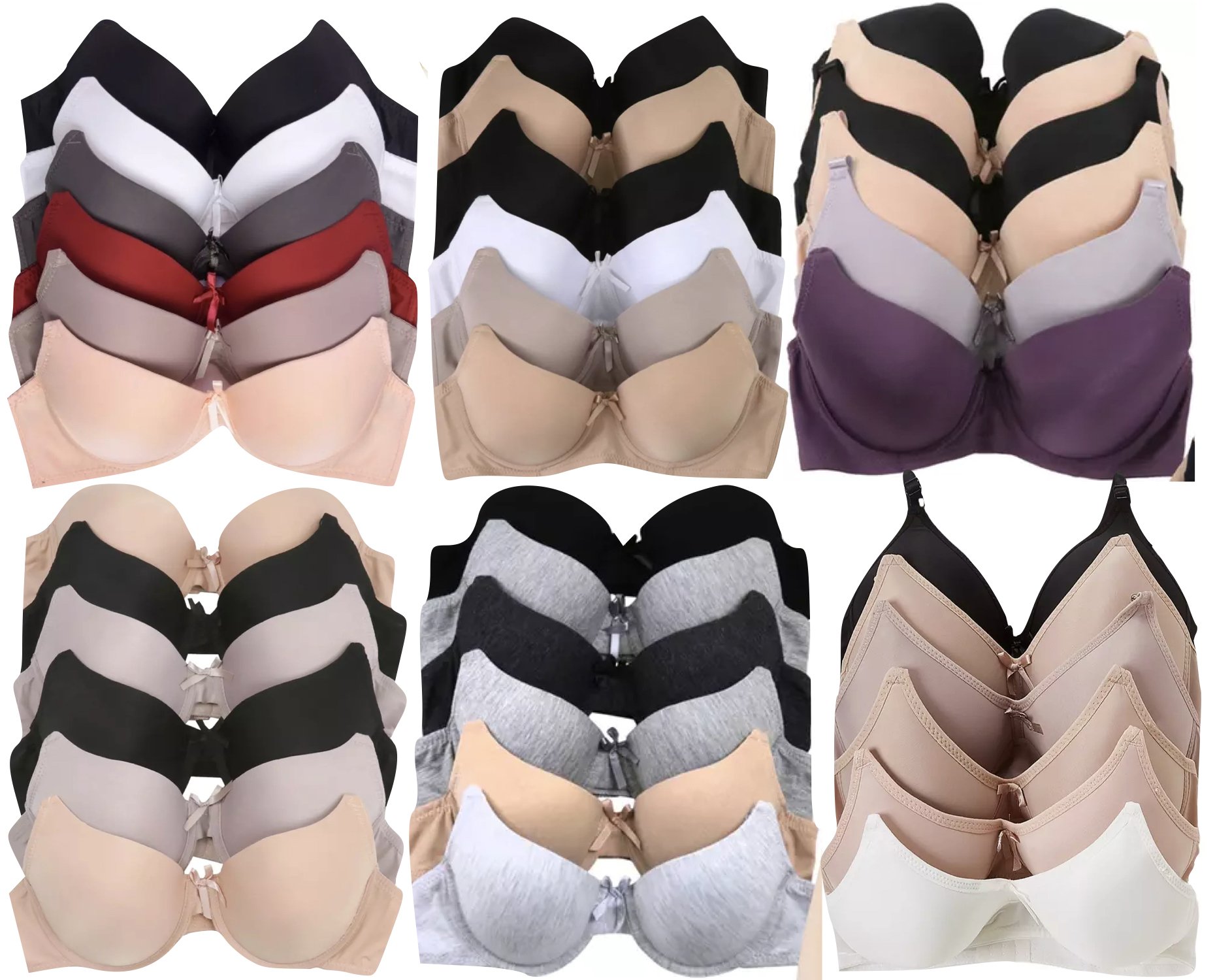 ToBeInStyle Women's Pack of 6 Mystery Bras (Sizes 30A to 44DD)