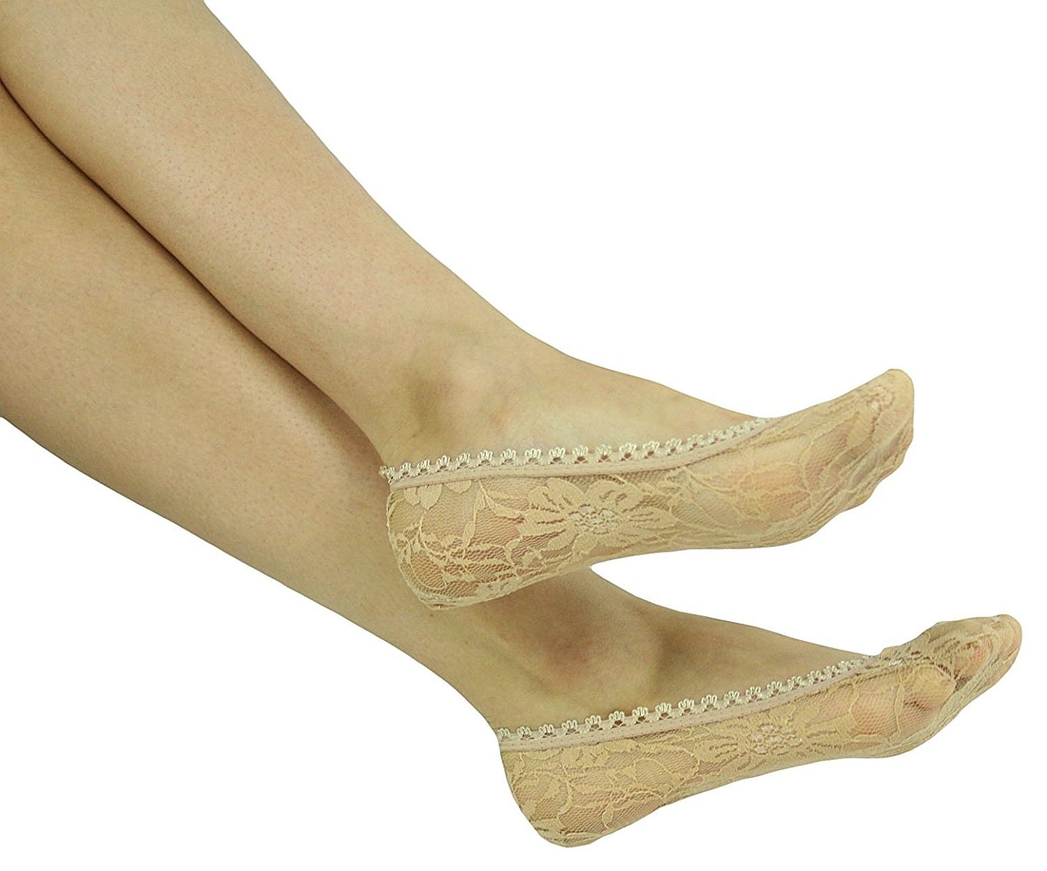 ToBeInStyle Women�s 6 pairs of Floral Sheer Shoe Liner