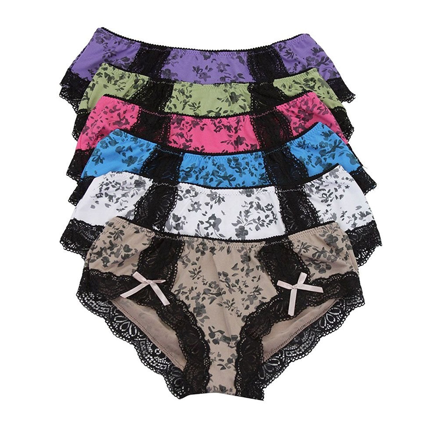 Tobeinstyle Women S Pack Of 6 1960s Inspired Floral Briefs With Lace Detailing Ebay