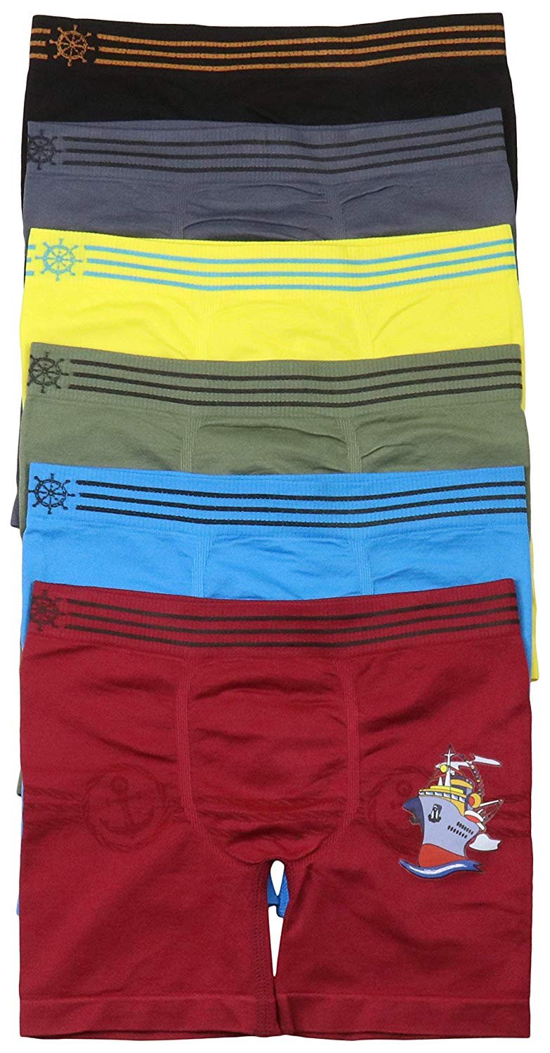 ToBeInStyle Boys 6 Pack Graphic Decal Print Seamless Long Leg Boxer Briefs