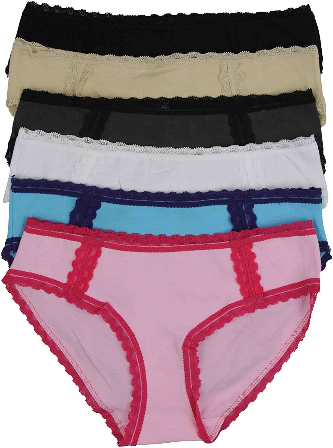FashionCatch Women Junior’s Pack of 6 Briefs In Multiple Styles