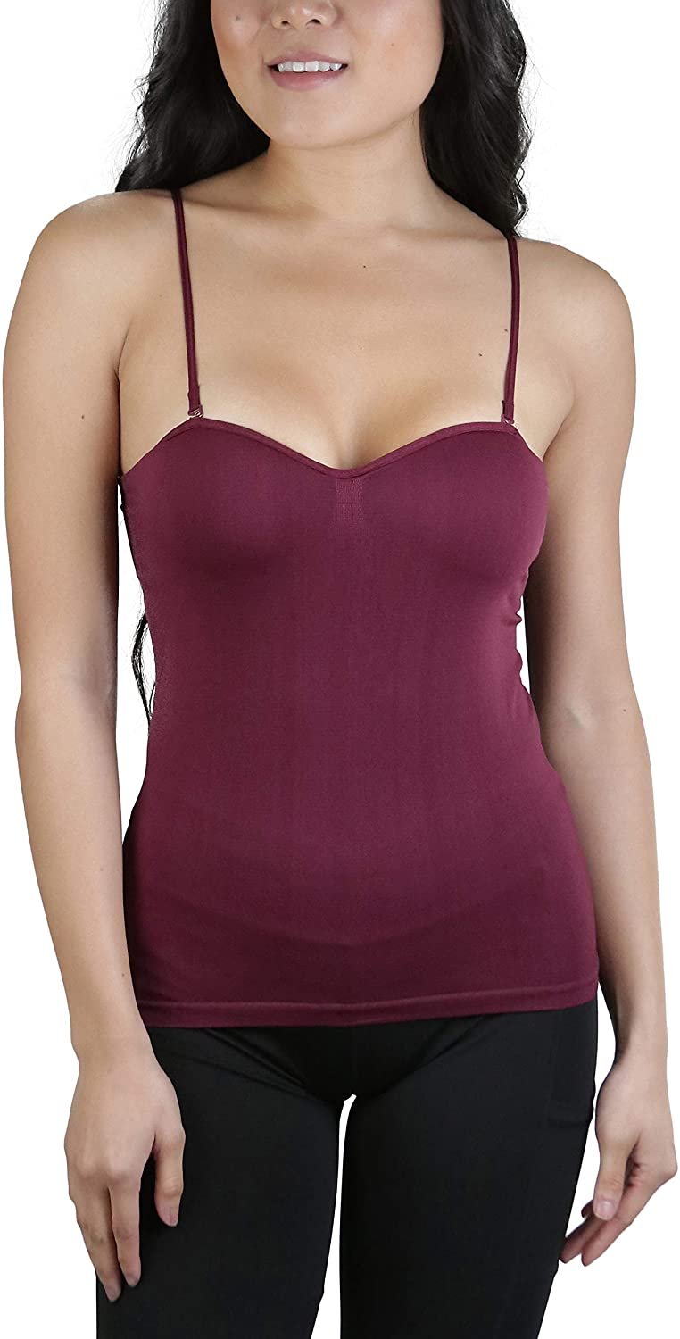 ToBeInStyle Women's Seamless Cami with Built in Bra - Chocolate - S/M at   Women's Clothing store