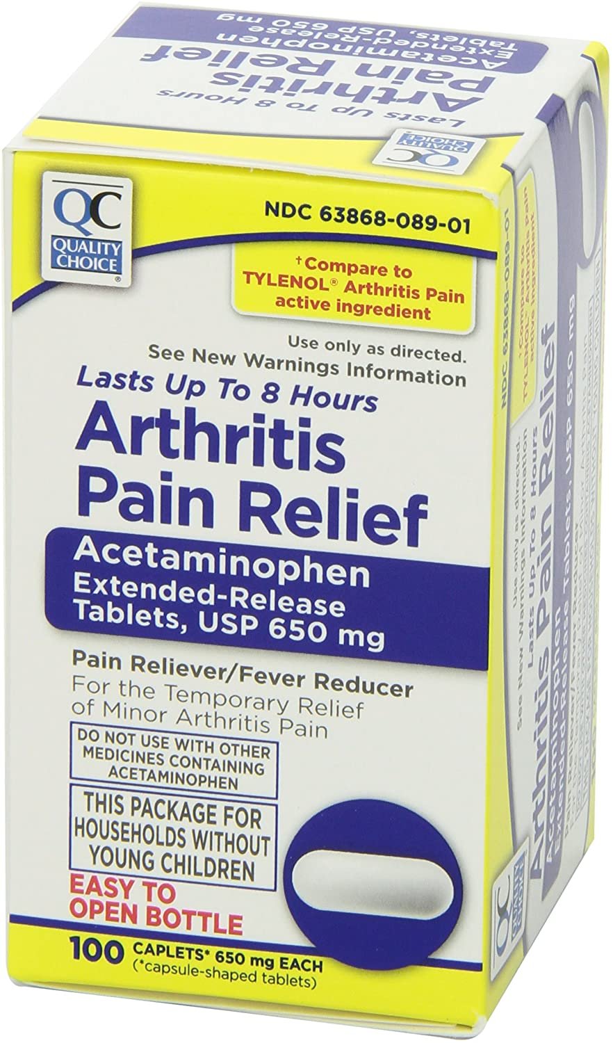Quality Choice Arthritis Non Aspirin 650mg. Pain Relief Caplet 100