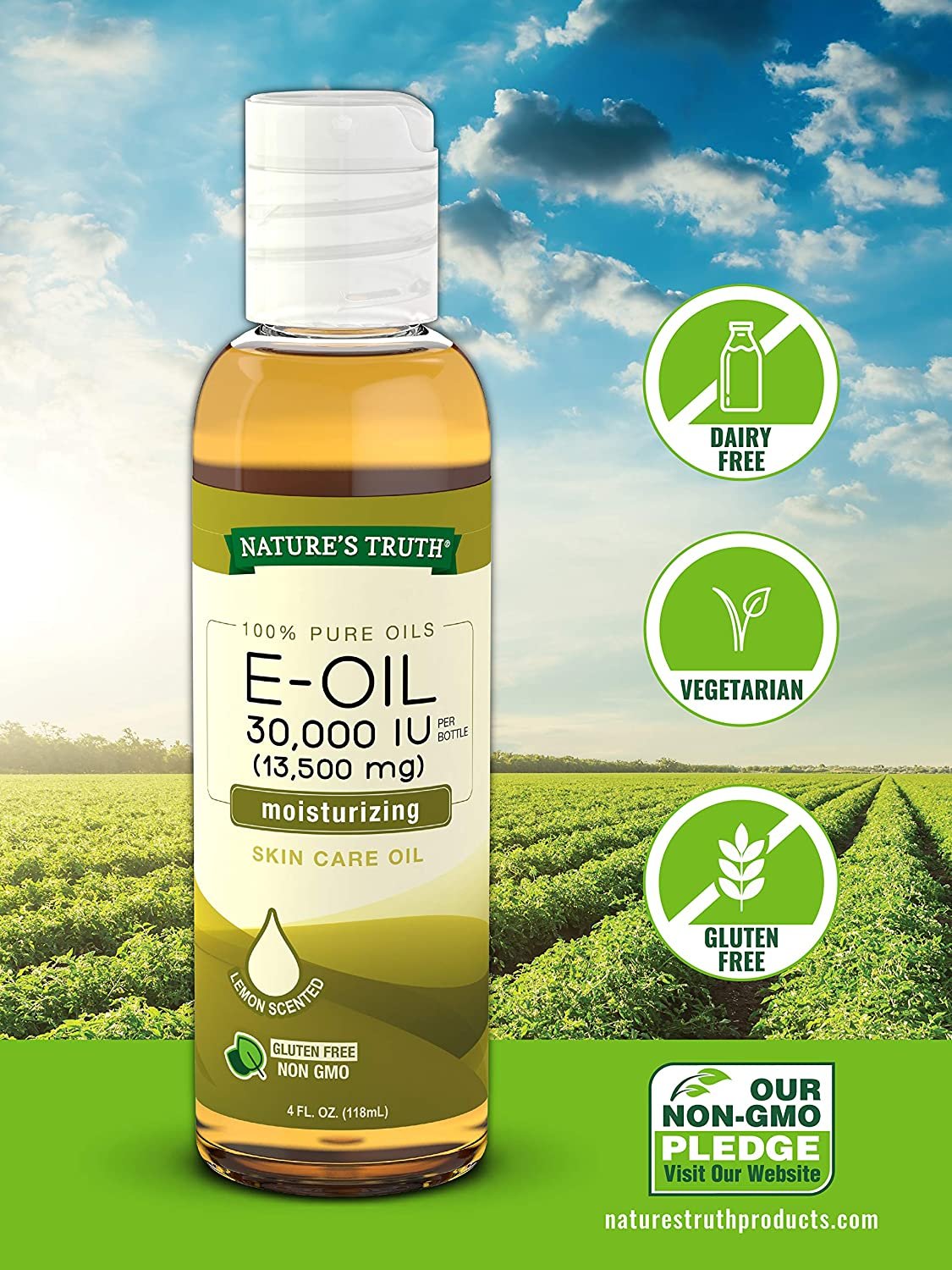 Vitamin E Oil for Skin 30,000 IU 100 Pure 4 oz Lemon Scented