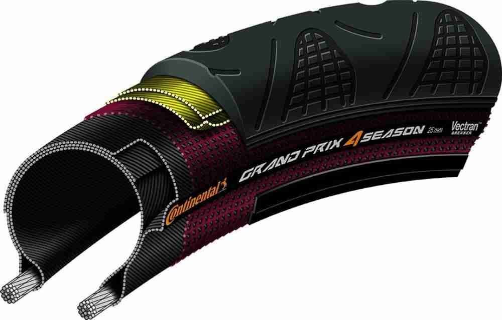 Continental Grand Prix 4 Season Road Bike Tire - Vectran Puncture Protection,...