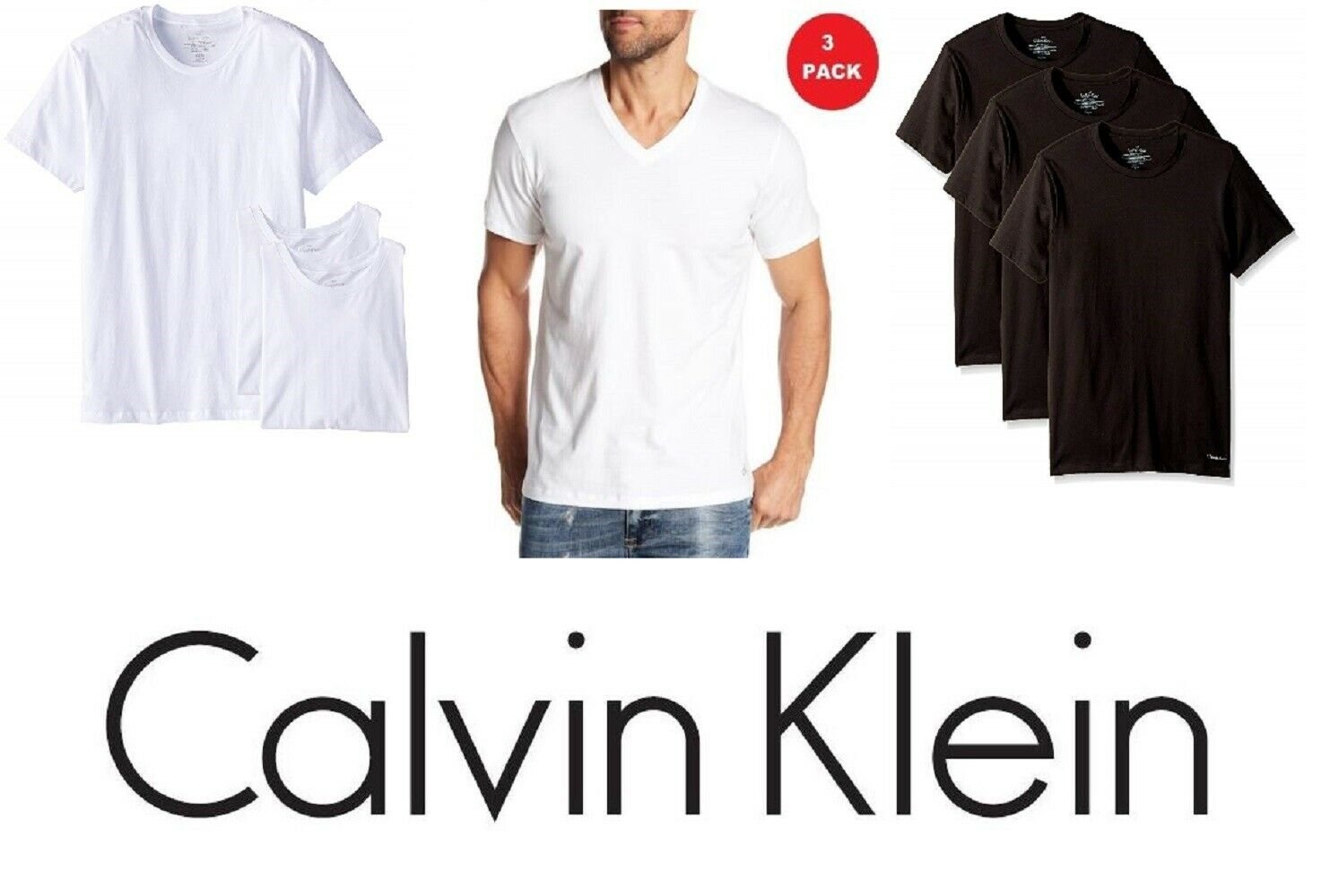 calvin klein v neck t shirts 3 pack