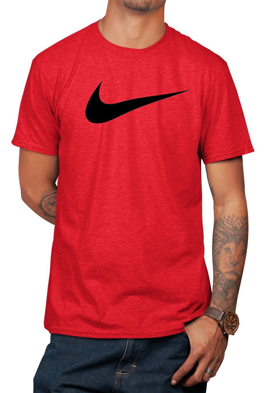 Nike Men's T-Shirt Swoosh Logo Short Sleeve Crew Neck  Active Gym Athletic Wear