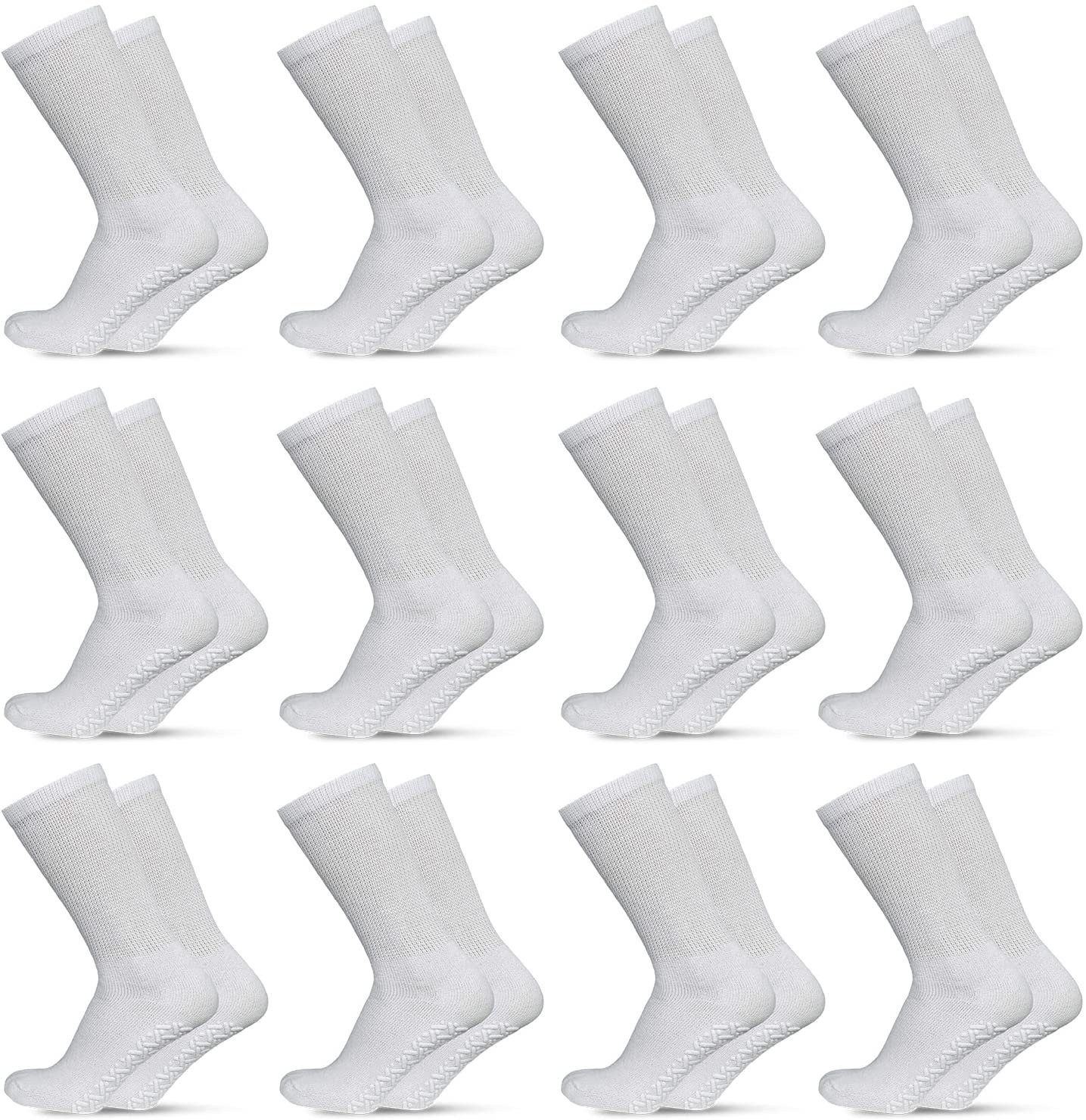 Non Skid Diabetic Cotton Crew Socks - Loose Fit Non Binding Anti Slip Grip... - Picture 21 of 26