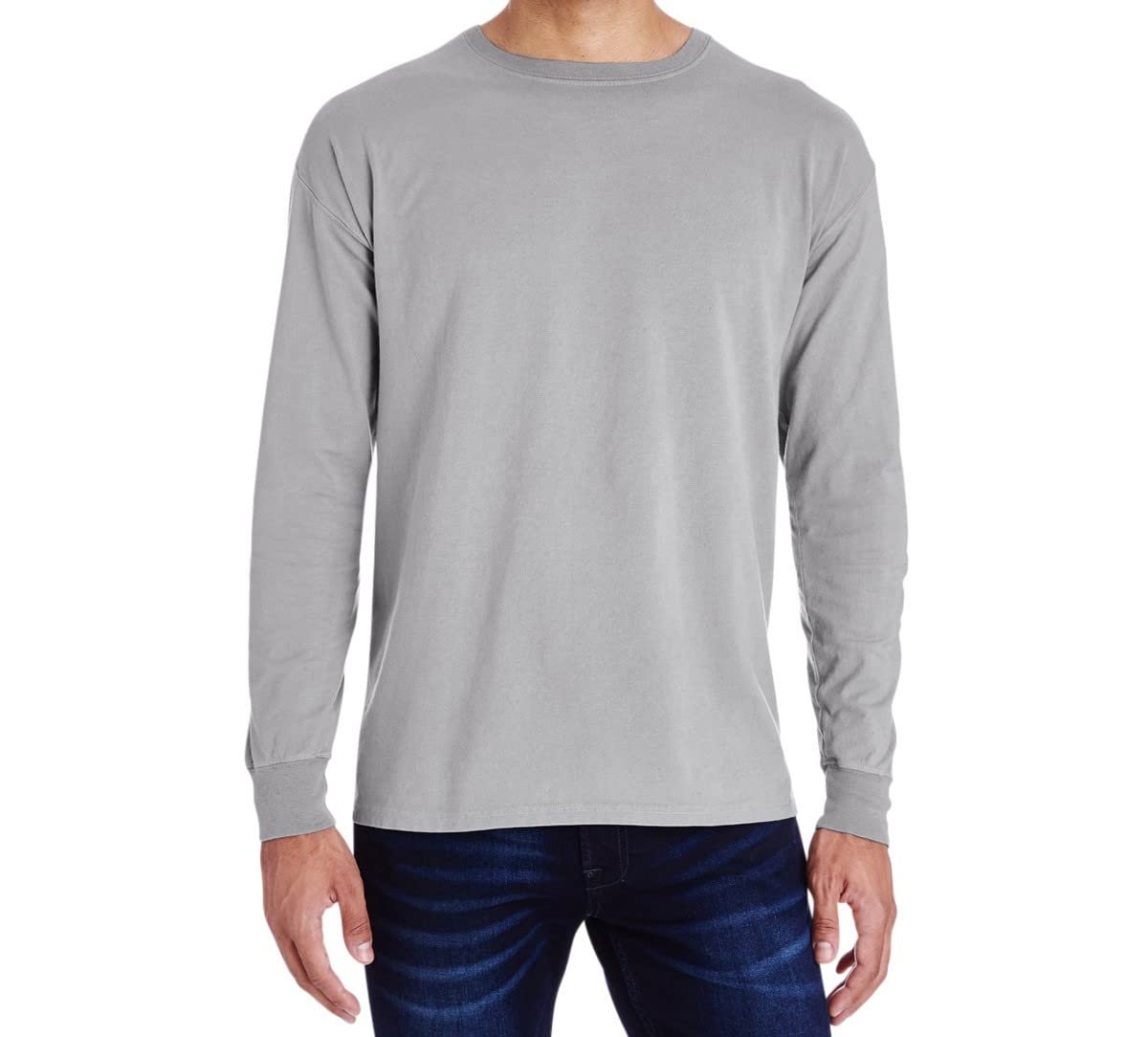 Men's T-Shirt Long Sleeve Cotton Crew Neck Soft Pre-Washed Heavyweight