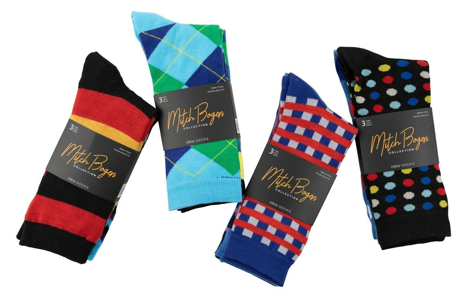 Mens Dress Socks Size 10 13 Colorful Funky Patterned Crew Socks 12 Pairs Ebay