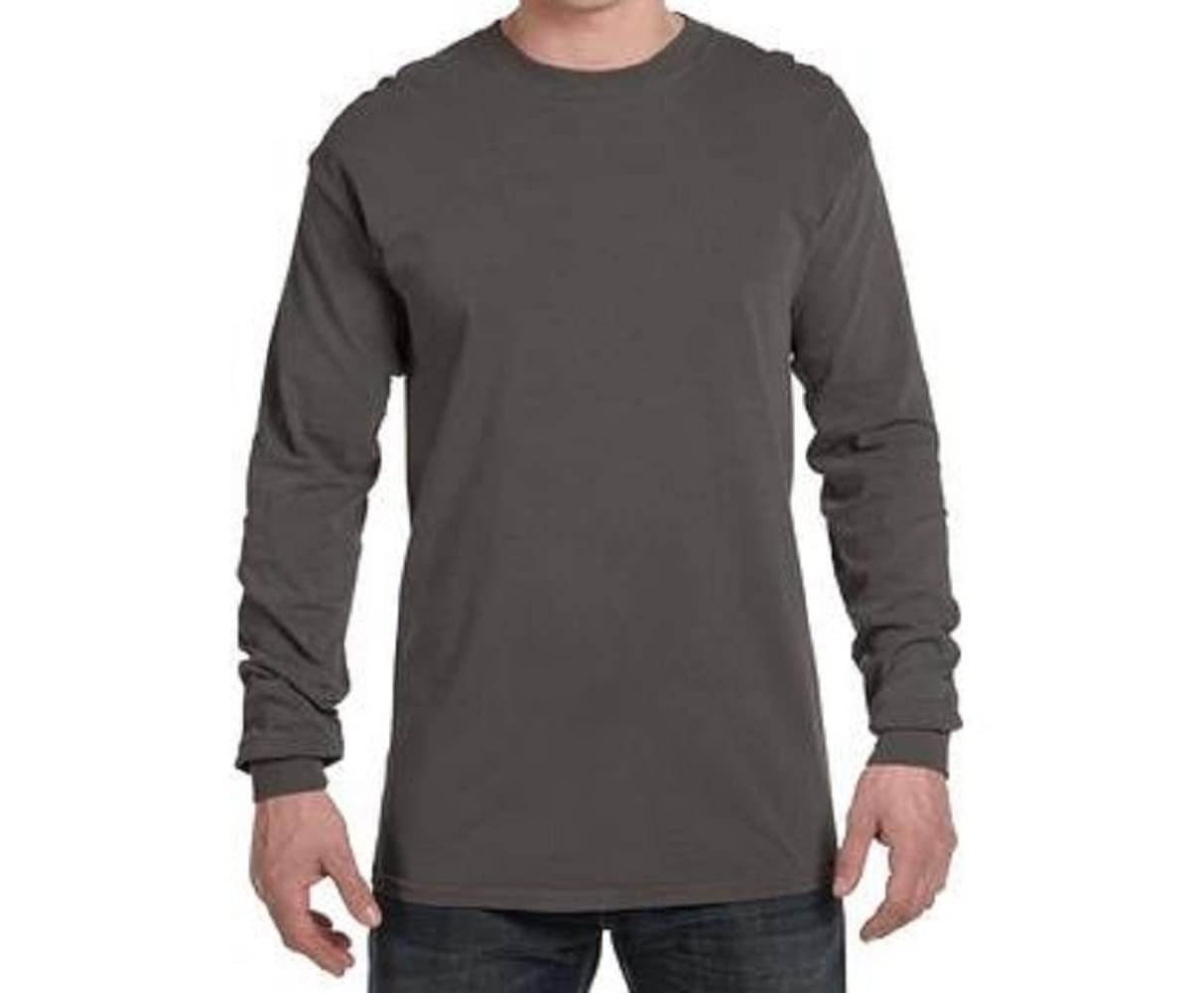 Men's T-Shirt Long Sleeve Cotton Crew Neck Soft Pre-Washed Heavyweight