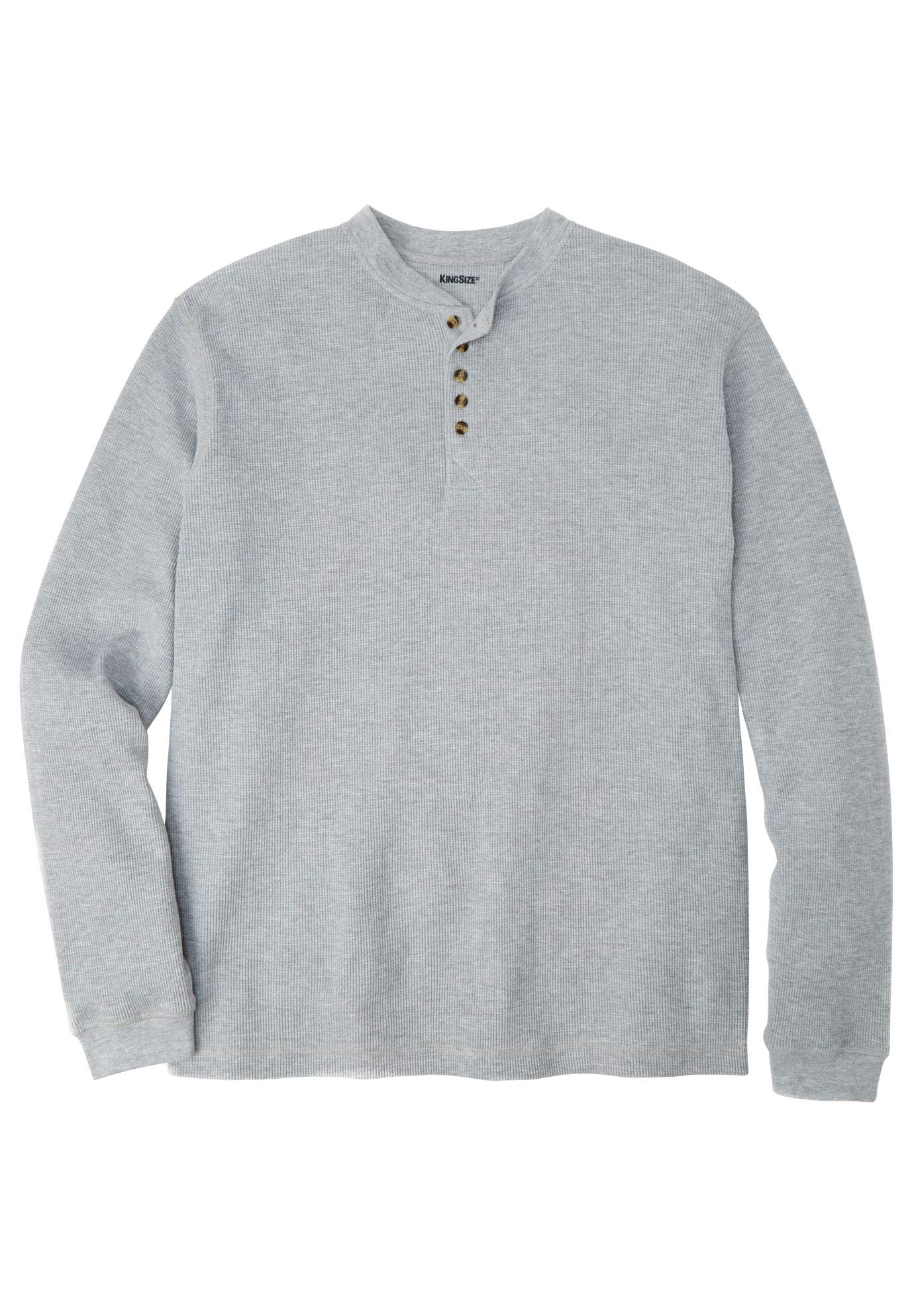 KingSize Men’s Big & Tall Waffle-Knit Thermal Henley Tee – Big – 7XL, Heather…