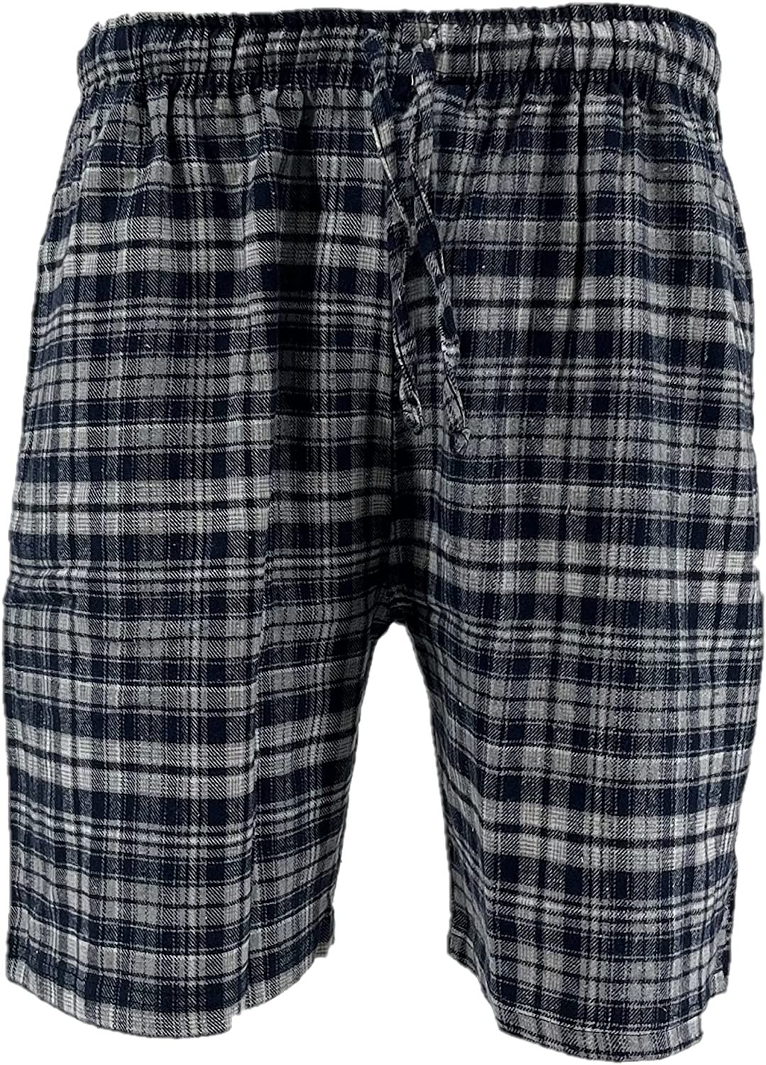 R,B&W Check Ritzy Men's Sleep Short Pajama 100% Cotton Woven Plaid ComfortSoft 
