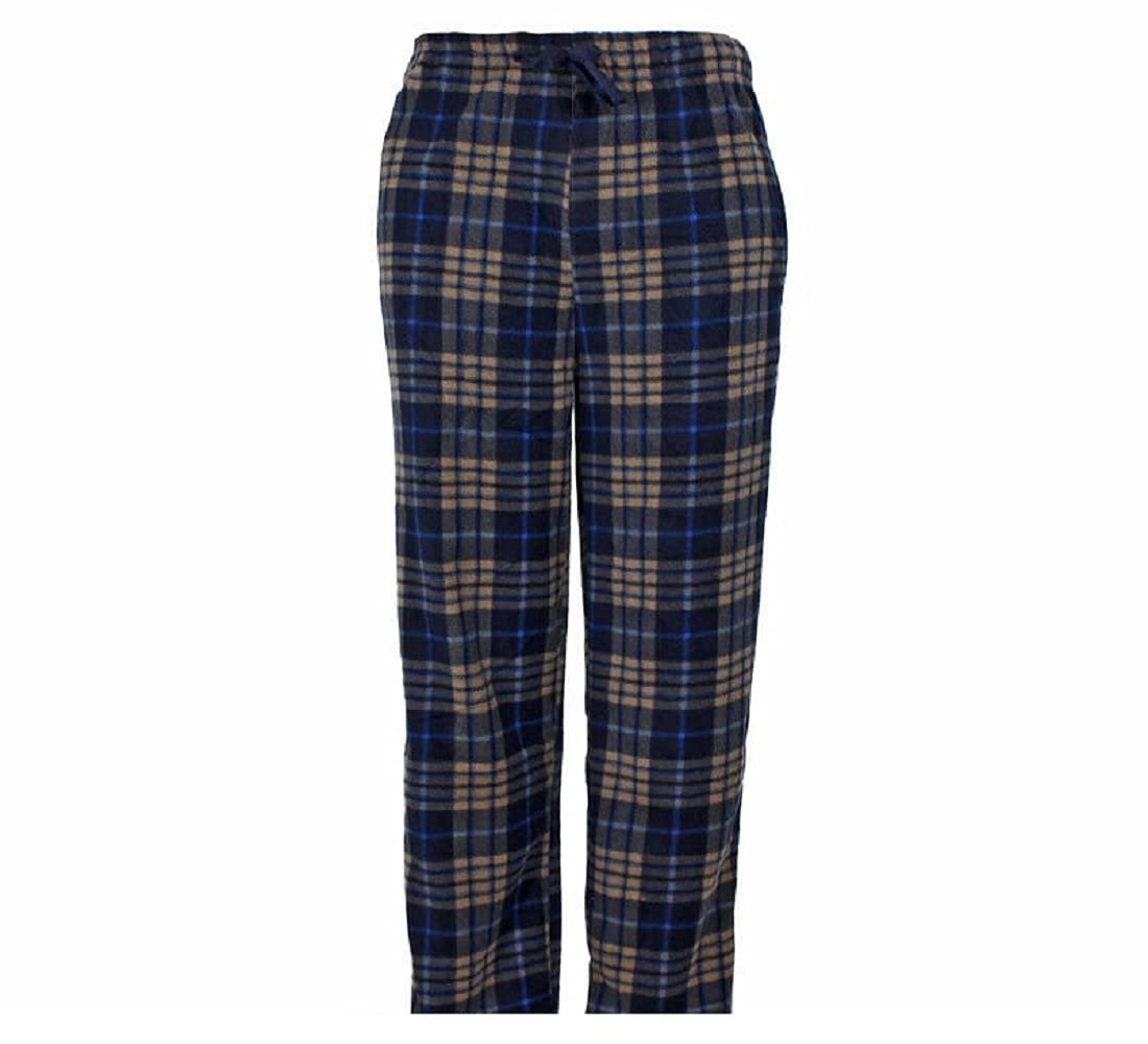 Men's Pajama Lounge Pants Microfleece Plaid Soft Plush with Pockets Comfy Bottom - Picture 11 of 13
