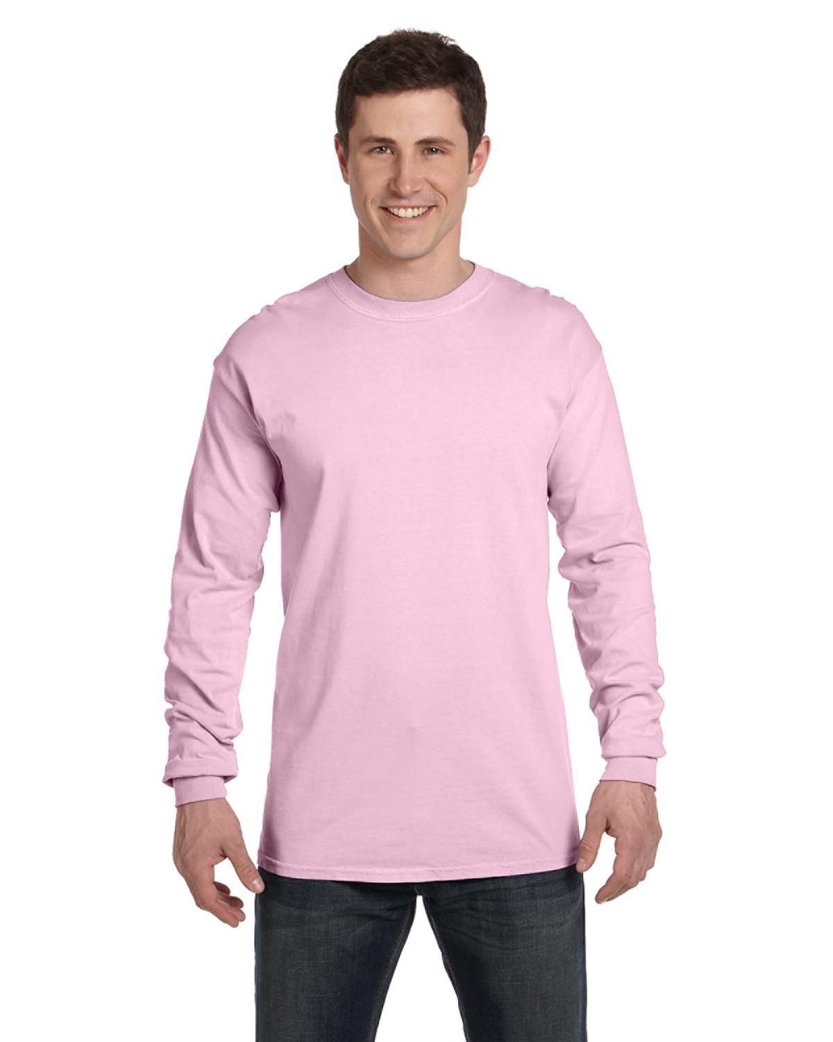 Men's T-Shirt Long Sleeve Cotton Crew Neck Soft Pre-Washed Heavyweight