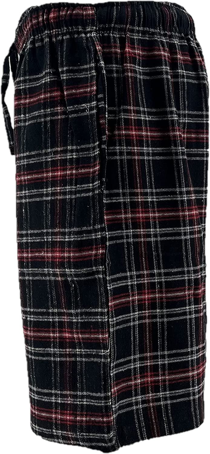 Men's Flannel Pajama Shorts Cotton Plaid Shorts Sleep Lounge Pockets  Drawstrings