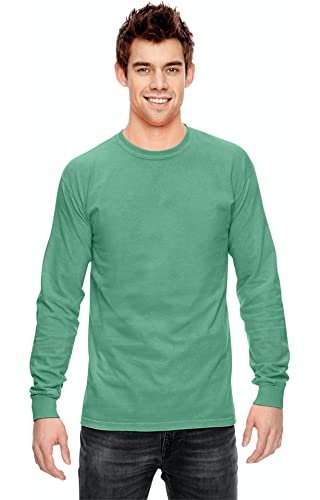 Men's T-Shirt Long Sleeve Cotton Crew Neck Soft Pre-Washed Heavyweight