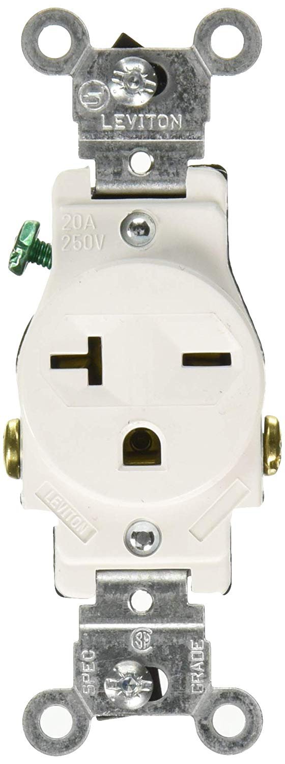 Leviton 106-5821-ISP S01-05821-0Is Single Receptacle, 125 Vac, 20 A, 2 Pole,…