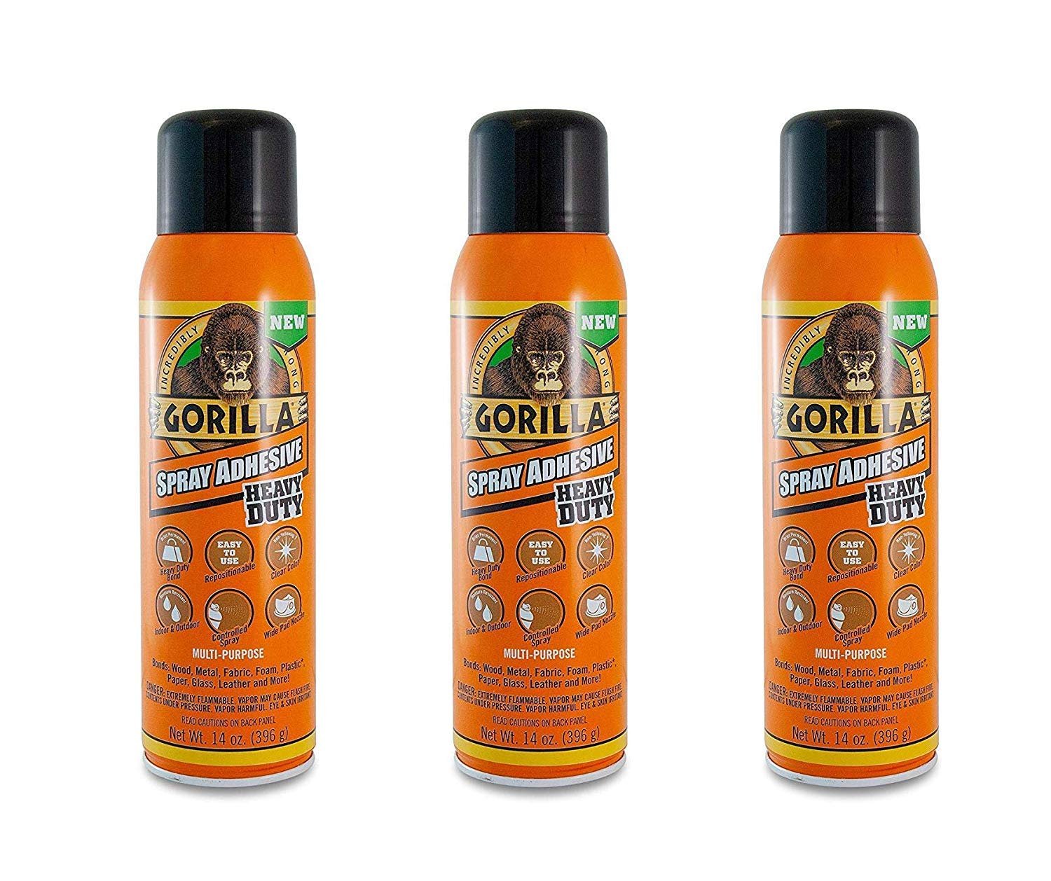 Gorilla Heavy Duty Spray Adhesive, Multipurpose and Repositionable, 14  Ounce, Clear, (Pack of 1) 1 - Pack Adhesive