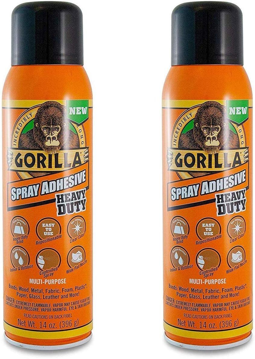 Gorilla Heavy Duty Spray Adhesive, Multipurpose and Repositionable, 14  Ounce, Clear, (Pack of 2)