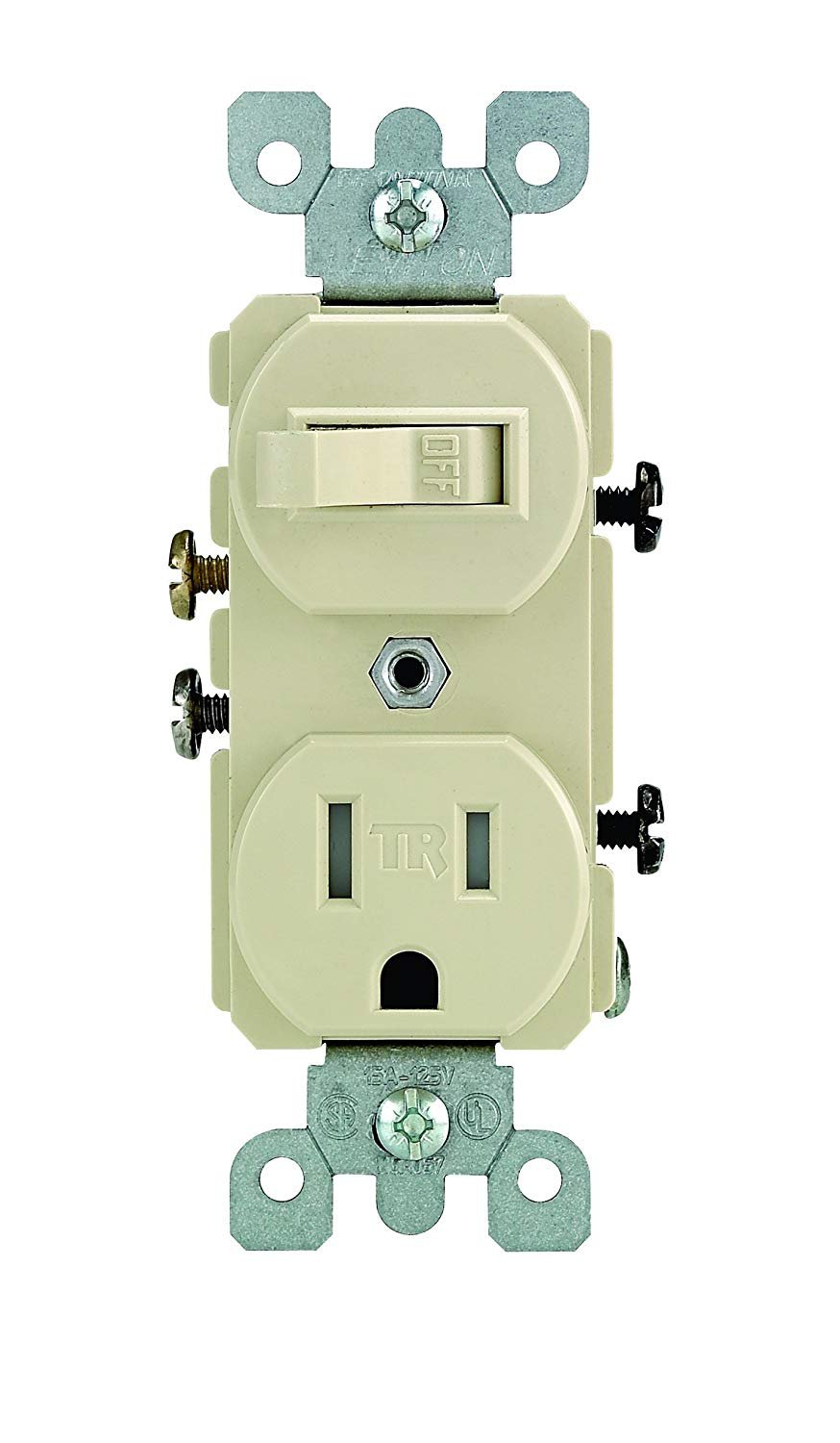 Leviton T5225-I Combination, 15 Amp, 120 Volt AC Toggle Switch, and 15 Amp,...