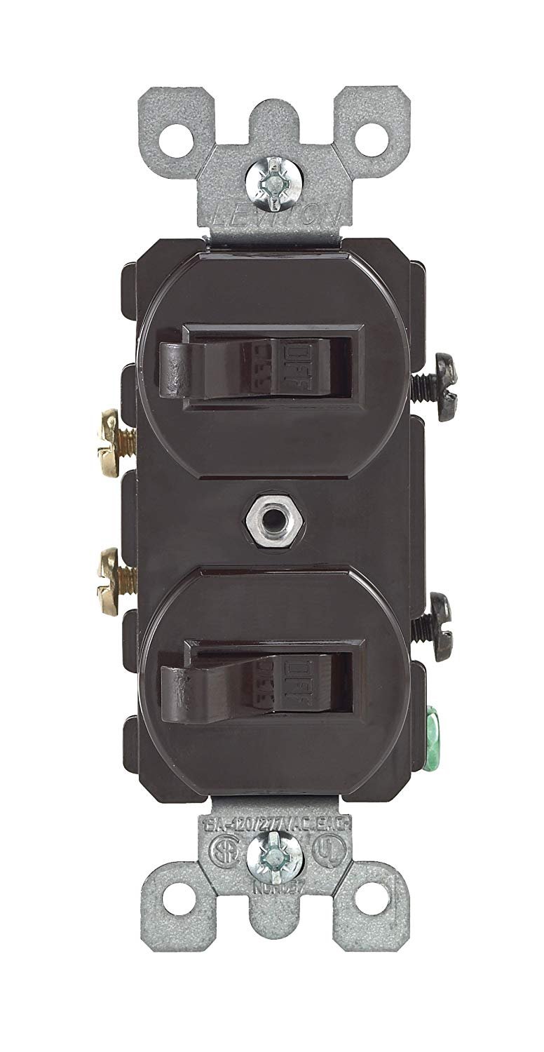 Leviton 107-05224-0SP Combo 2-Single Pole Switch, Brown