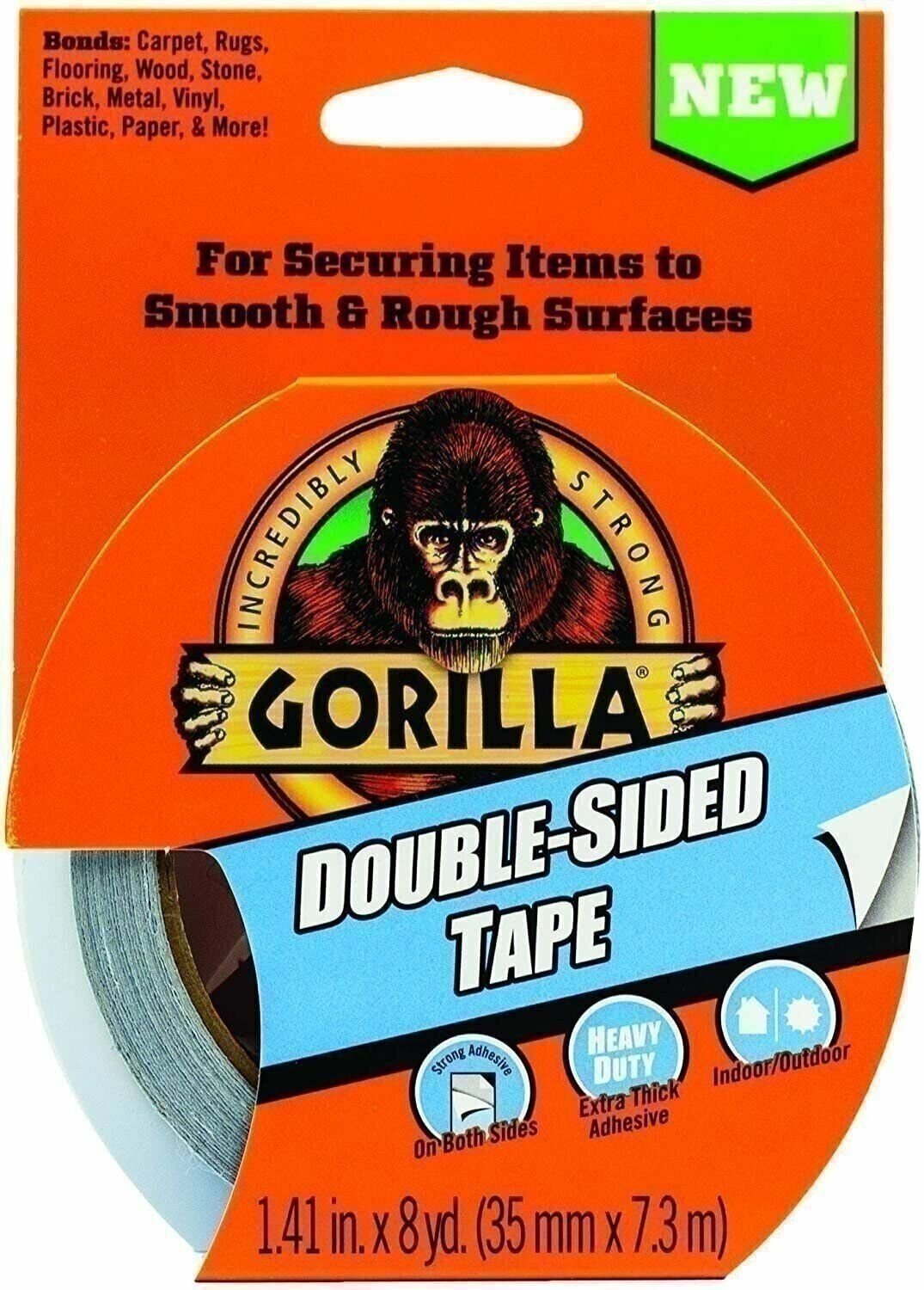 Gorilla doppelseitiges Klebeband, 1,41" x 8yd, grau, (1er-Packung), 100925 - Bild 1 von 8