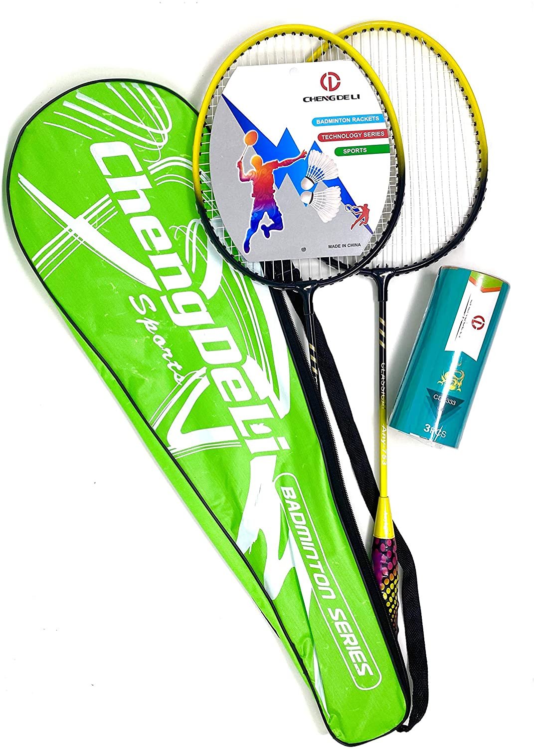 TJ Global Premium Quality Badminton Racquet Pair of 2 Rackets with 3 Shuttle... 